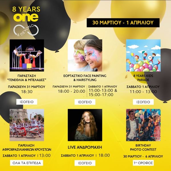 8 Years One & Beyond! To One Salonica outlet mall κλείνει τα 8 και σας προσκαλεί σε ένα αξέχαστο Βirthday Party