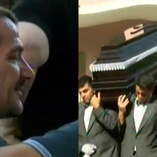 Συντετριμμένος ο Πύρρος Δήμας στην κηδεία της συζύγου του: Την αποχαιρέτησε με δάκρυα στα μάτια