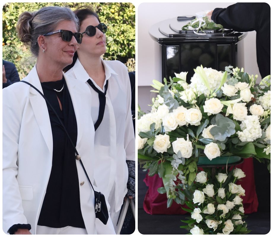 Κηδεία Σπύρου Φωκά: Στα λευκά ντυμένες η σύζυγός του, Λίλιαν και η θετή του κόρη, Κωνσταντίνα