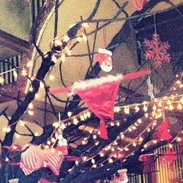 Τραγουδίστρια δημοσίευσε φωτογραφία του χριστουγεννιάτικου δέντρου με στολίδια... εσώρουχα!