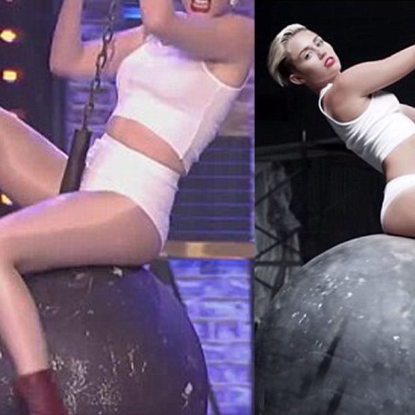 Πασίγνωστη ηθοποιός μιμήθηκε την Miley Cyrus πάνω σε μία τεράστια μπάλα!