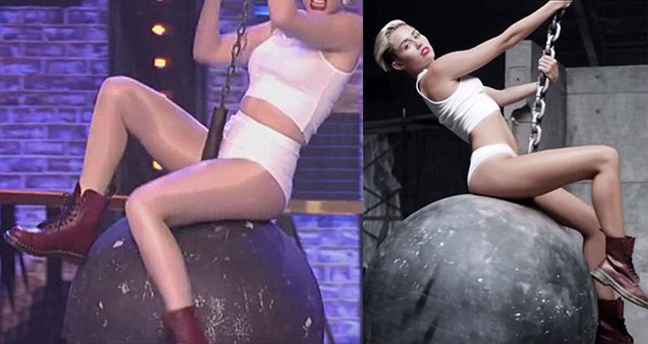 Πασίγνωστη ηθοποιός μιμήθηκε την Miley Cyrus πάνω σε μία τεράστια μπάλα!