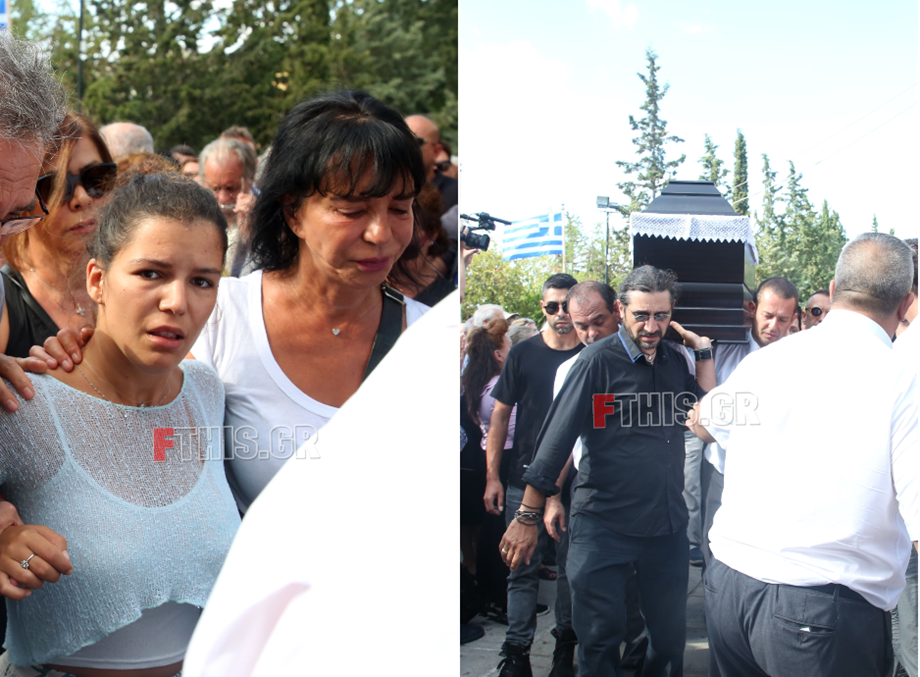 Τραγικές φιγούρες στην κηδεία του Λαυρέντη Μαχαιρίτσα η σύζυγός του και η κόρη τους