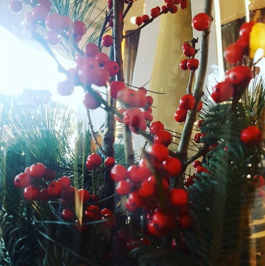 Η Μελίνα Ασλανίδου στο σαλόνι με χριστουγεννιάτικη διακόσμηση