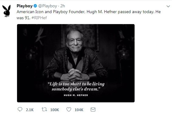 Η αναρτηση του θανατου του Hugh Hefner