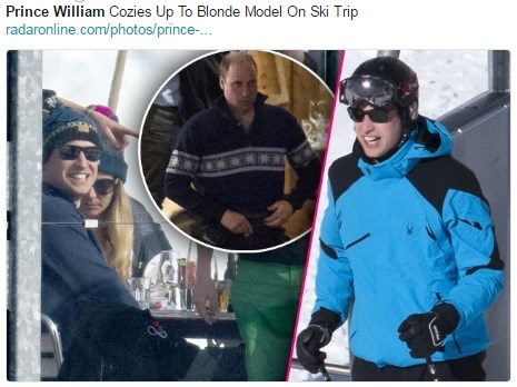 Ανάρτηση στο twitter με τις φωτογραφίες του Πρίγκιπα William με ξανθιά καλλονή στην Ελβετία