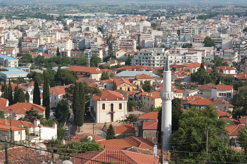 Φωτογραφία της πόλης της Ξάνθης από ψηλά